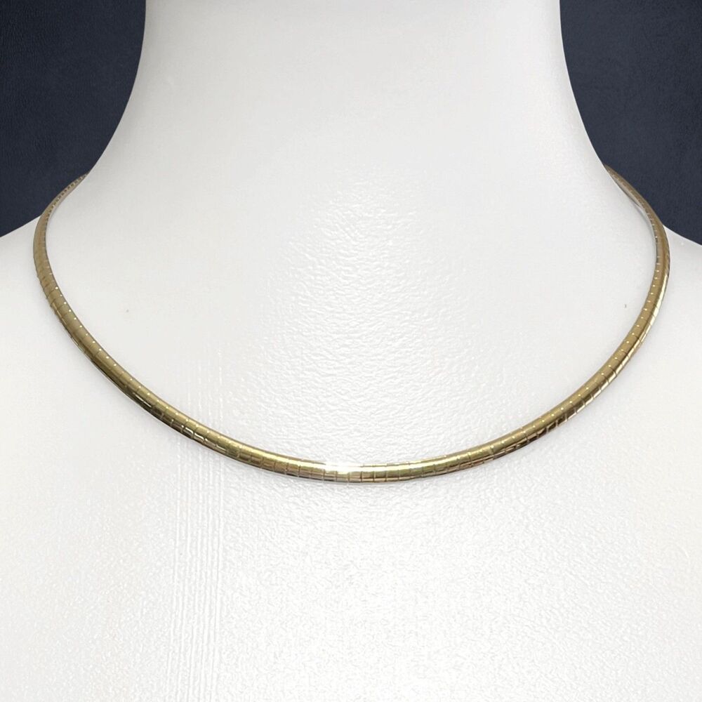 Omega Chain Necklace Silver Gold Tone Reversible 4mm Collar 18" Classic Elegant